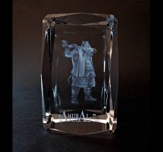 Photo1: Premium Laser Crystal Figure Collection: Silver Ax (1)