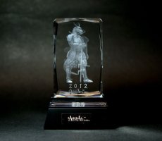 Photo1: Premium Laser Crystal Figure Collection: Blue Dragon (with a light base) (1)