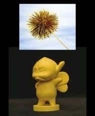 Photo1: No. 116 Wooden Figurine: Hinoki Puck (Angry)/ with Golden Chestnut *Sold out! (1)