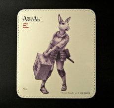 Photo1: SAMURAI ANIMALS-  Leather Mouse Pad  Nina  the Rabbit Samurai *Stopped Production (1)