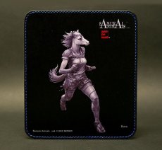 Photo1: SAMURAI ANIMALS-  Leather Mouse Pad Batou  the Horse Samurai *Stopped Production (1)