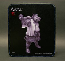 Photo1: SAMURAI ANIMALS-  Leather Mouse Pad - Silver Ax the Wild Boar Samurai *Stopped Production. (1)