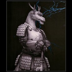 Photo2: SAMURAI ANIMALS-  Blue Dragon Wall Scroll *Stopped Production (2)