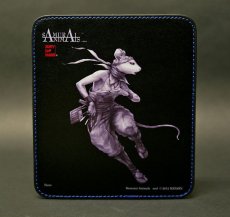 Photo1: SAMURAI ANIMALS-  Leather Mouse Pad - Hanzo the Rat Samurai *Stopped Production (1)