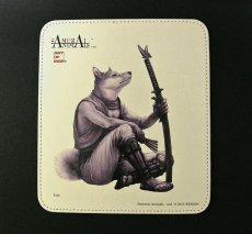 Photo1: SAMURAI ANIMALS-  Leather Mouse Pad  Isis  the Dog Samurai   *Stopped Production (1)