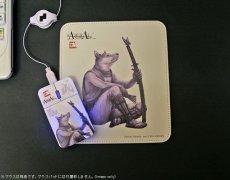 Photo2: SAMURAI ANIMALS-  Leather Mouse Pad  Isis  the Dog Samurai   *Stopped Production (2)