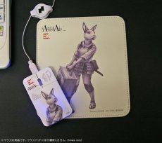 Photo2: SAMURAI ANIMALS-  Leather Mouse Pad  Nina  the Rabbit Samurai *Stopped Production (2)