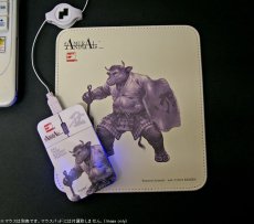 Photo2: SAMURAI ANIMALS-  Leather Mouse Pad - Black Wall the Bull Samurai *Stopped Production (2)