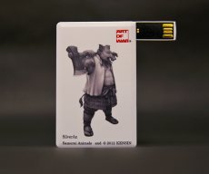 Photo2: SAMURAI ANIMALS-  Card Type USB Flash Drive (4GB) Silver Ax  the Wild Boar Samurai *Stopped Production (2)