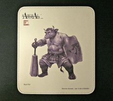 Photo1: SAMURAI ANIMALS-  Leather Mouse Pad - Black Wall the Bull Samurai *Stopped Production (1)