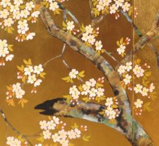 Photo2: Japanese Handmade Golden Folding Screen -Sakura- (2)