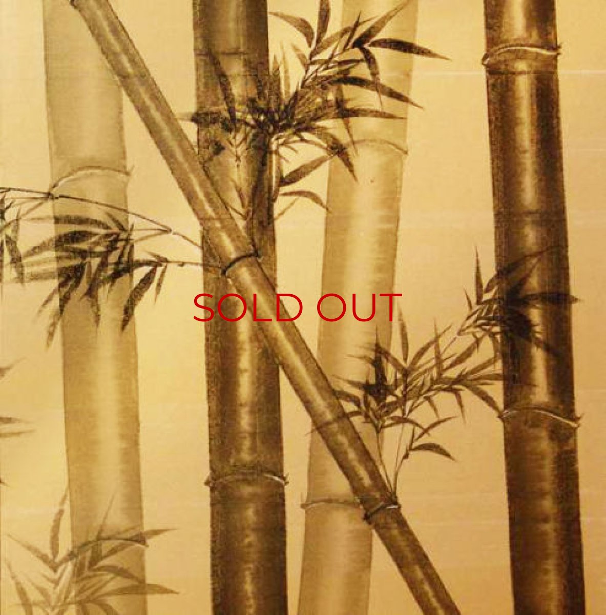 Photo3: Japanese Handmade Golden Folding Screen -Bamboo & Sparrows- (3)