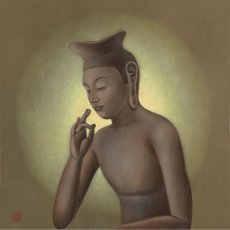 Photo1: Japanese Giclee Fine Art -The statue of Maitreya Buddha - (1)