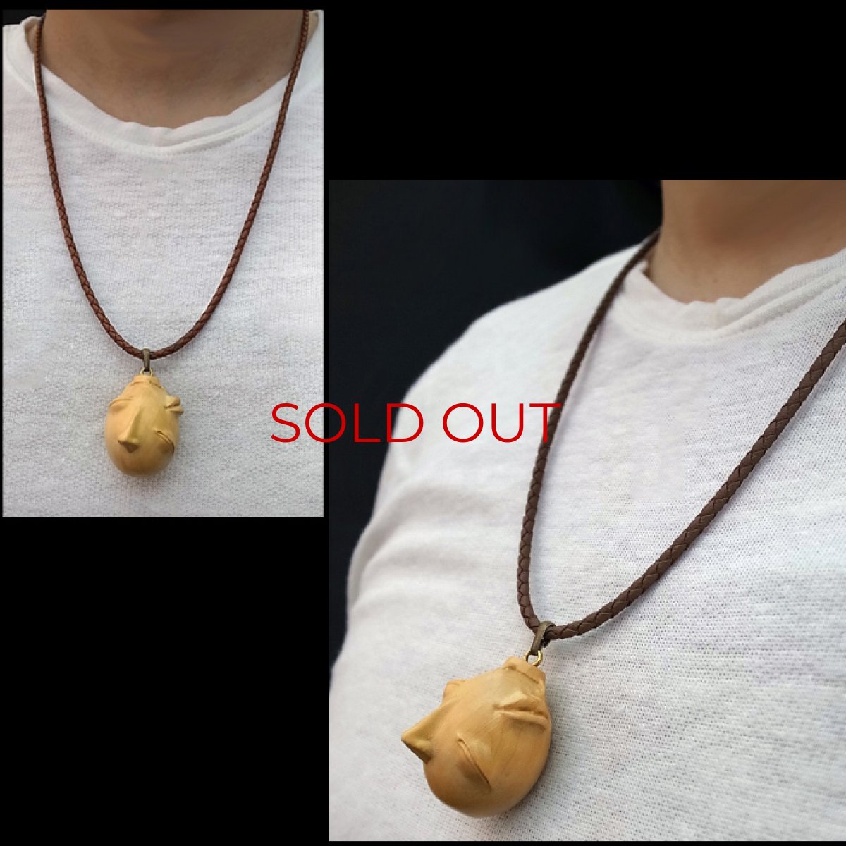 Photo5: No.366 Beherit Pendant -2014 Wood Carving Leather String Version- *Sold Out (5)