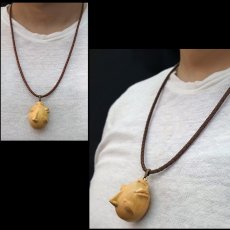 Photo5: No.366 Beherit Pendant -2014 Wood Carving Leather String Version- *Sold Out (5)