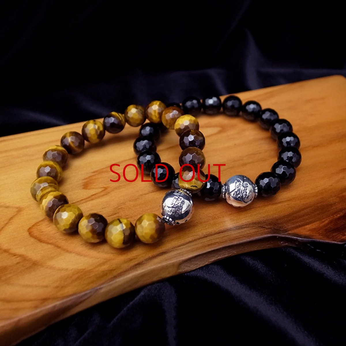 Photo1: SAMURAI ANIMALS - Silver Bracelet - *Onyx Stone/Tiger's Eye Stone (1)