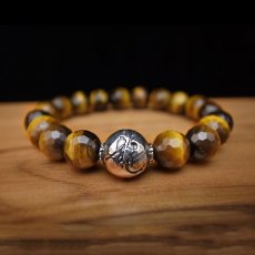 Photo3: SAMURAI ANIMALS - Silver Bracelet - *Onyx Stone/Tiger's Eye Stone (3)