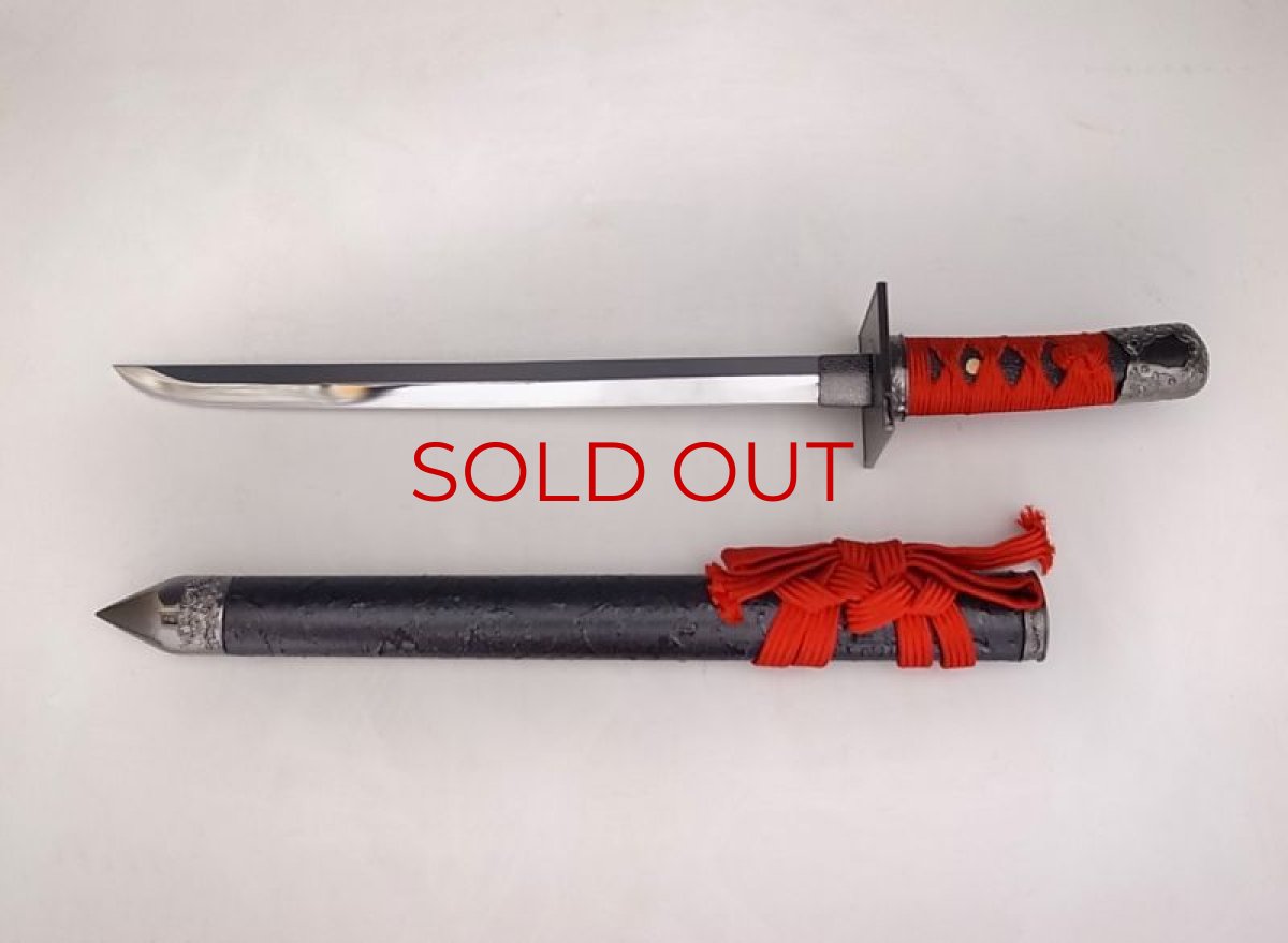 Photo5: Handmade Japanese Ninja Sword-Set Version (Red & Black)*with stand (5)