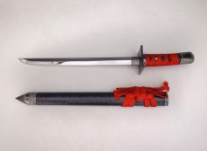 Photo5: Handmade Japanese Ninja Sword-Set Version (Red & Black)*with stand (5)