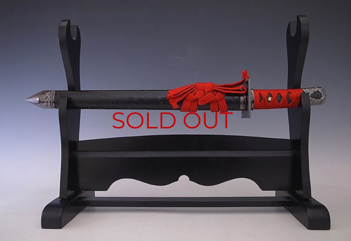 Photo3: Handmade Japanese Ninja Sword-Set Version (Red & Black)*with stand (3)