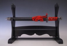 Photo3: Handmade Japanese Ninja Sword-Set Version (Red & Black)*with stand (3)