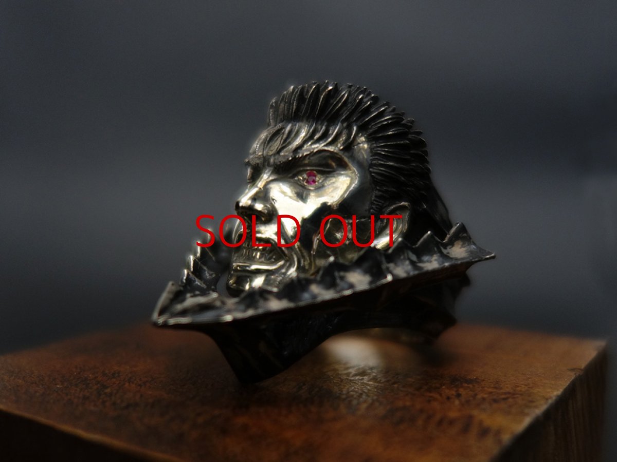 Photo1: Guts Silver Ring (attachment of Ruby)  (1)