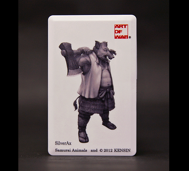 Photo1: SAMURAI ANIMALS-  Card Type USB Flash Drive (4GB) Silver Ax  the Wild Boar Samurai *Stopped Production (1)