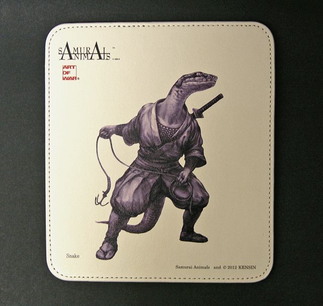 Photo1: SAMURAI ANIMALS-  Leather Mouse Pad Snake  the Snake Samurai *Stopped Production (1)